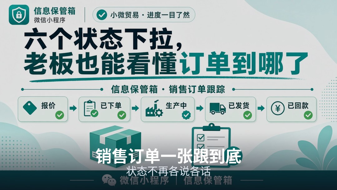 一单进度一张记录，销售库房财务说法对齐